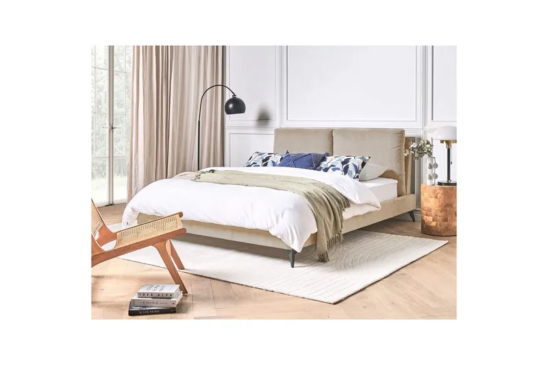 Sänky sälepohjalla Melle - Taupe/Manteresteri, Taupe/Manchesterkangas, Taupe/Manchester-kangas, Taupe/manchesterkangas, 160x200 cm - Huonekalut - Sänky - Sänkykehikot & sängynrungot
