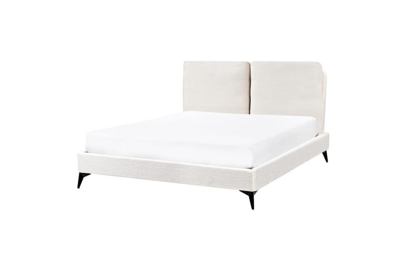 Sänky sälepohjalla Melle - Valkoinen, Musta/Bouclé, Valkoinen, musta/Bouclé-kangas, 140x200 cm - Huonekalut - Sänky - Sänkykehikot & sängynrungot