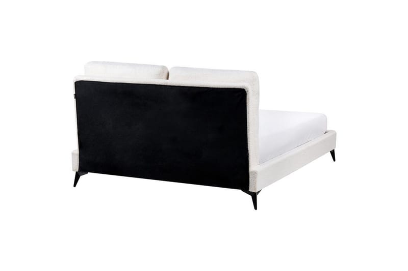 Sänky sälepohjalla Melle - Valkoinen, Musta/Bouclé, Valkoinen, musta/Bouclé-kangas, 140x200 cm - Huonekalut - Sänky - Sänkykehikot & sängynrungot