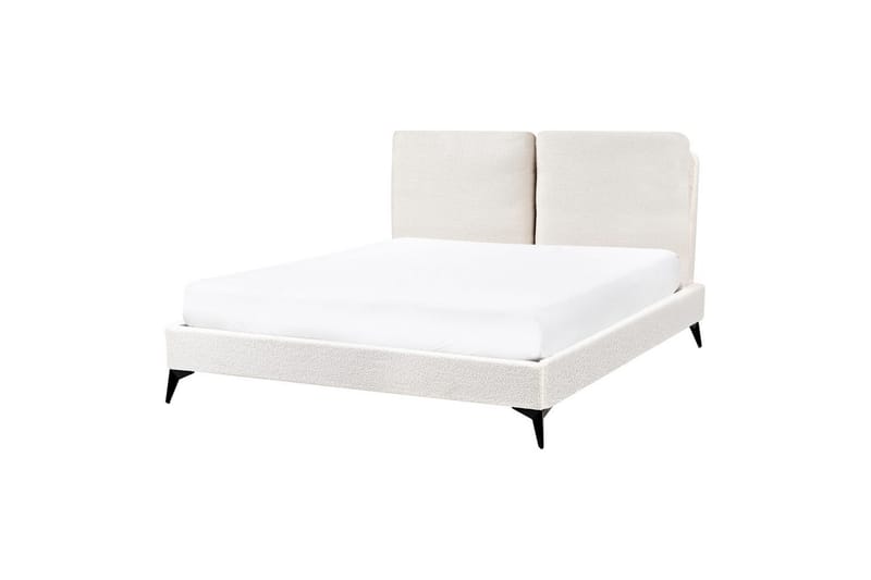 Sänky sälepohjalla Melle - Valkoinen, Musta/Bouclé, Valkoinen, musta/Bouclé-kangas, 140x200 cm - Huonekalut - Sänky - Sänkykehikot & sängynrungot