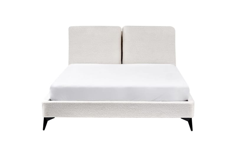Sänky sälepohjalla Melle - Valkoinen, Musta/Bouclé, Valkoinen, musta/Bouclé-kangas, 140x200 cm - Huonekalut - Sänky - Sänkykehikot & sängynrungot