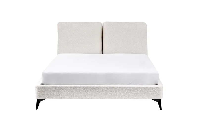 Sänky sälepohjalla Melle - Valkoinen, Musta/Bouclé, Valkoinen, musta/Bouclé-kangas, 140x200 cm - Huonekalut - Sänky - Sänkykehikot & sängynrungot