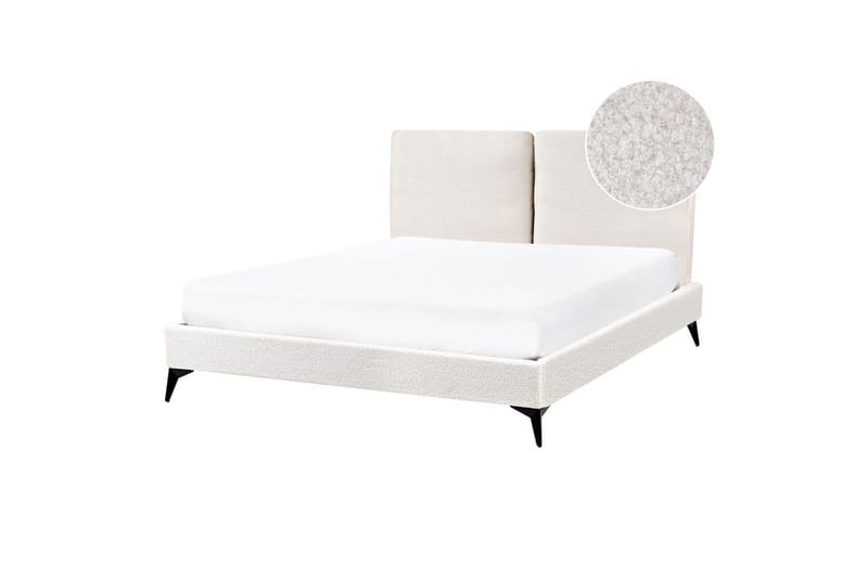 Sänky sälepohjalla Melle - Valkoinen, Musta/Bouclé, Valkoinen, musta/Bouclé-kangas, 140x200 cm - Huonekalut - Sänky - Sänkykehikot & sängynrungot