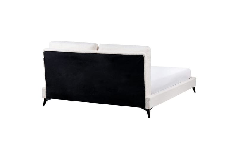 Sänky sälepohjalla Melle - Valkoinen, Musta/Bouclé, Valkoinen, musta/Bouclé-kangas, 160x200 cm - Huonekalut - Sänky - Sänkykehikot & sängynrungot