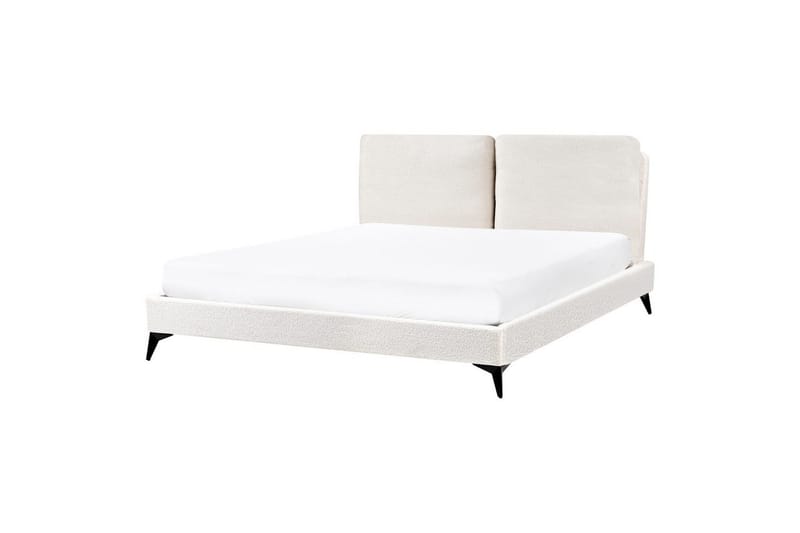 Sänky sälepohjalla Melle - Valkoinen, Musta/Bouclé, Valkoinen, musta/Bouclé-kangas, 160x200 cm - Huonekalut - Sänky - Sänkykehikot & sängynrungot