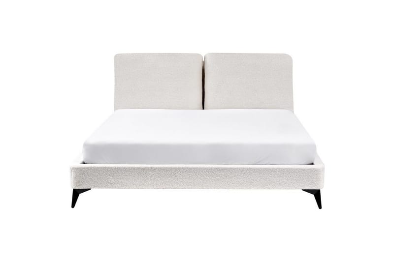 Sänky sälepohjalla Melle - Valkoinen, Musta/Bouclé, Valkoinen, musta/Bouclé-kangas, 160x200 cm - Huonekalut - Sänky - Sänkykehikot & sängynrungot