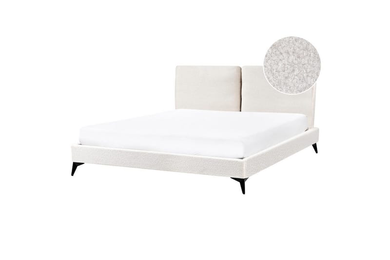 Sänky sälepohjalla Melle - Valkoinen, Musta/Bouclé, Valkoinen, musta/Bouclé-kangas, 160x200 cm - Huonekalut - Sänky - Sänkykehikot & sängynrungot