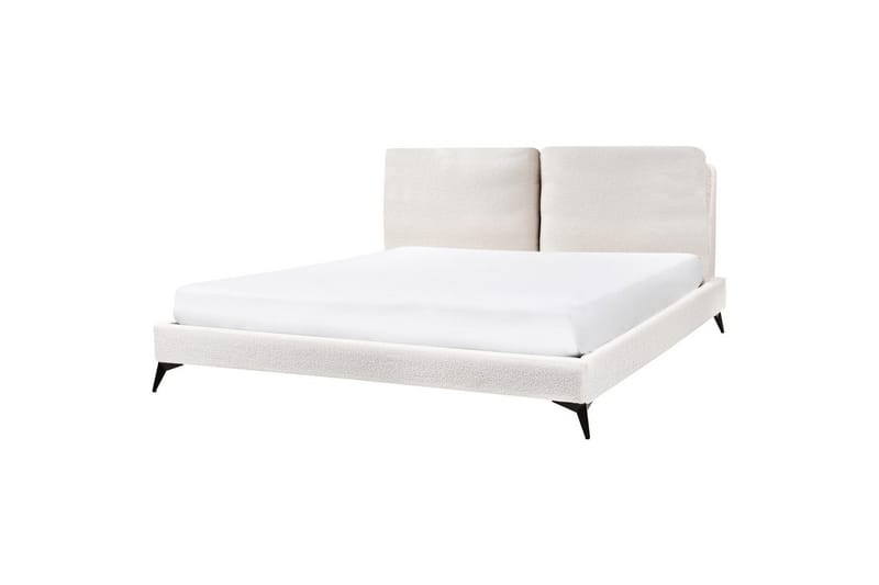 Sänky sälepohjalla Melle - Valkoinen, Musta/Bouclé, Valkoinen, musta/Bouclé-kangas, 180x200 cm - Huonekalut - Sänky - Sänkykehikot & sängynrungot