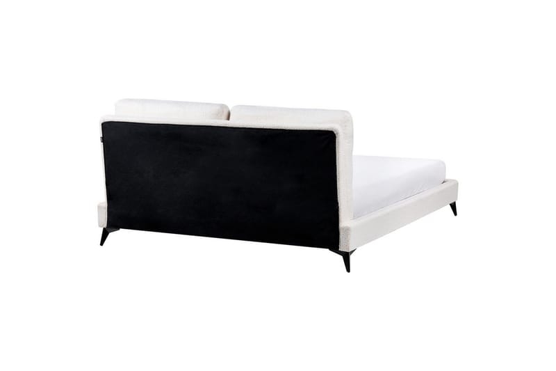 Sänky sälepohjalla Melle - Valkoinen, Musta/Bouclé, Valkoinen, musta/Bouclé-kangas, 180x200 cm - Huonekalut - Sänky - Sänkykehikot & sängynrungot