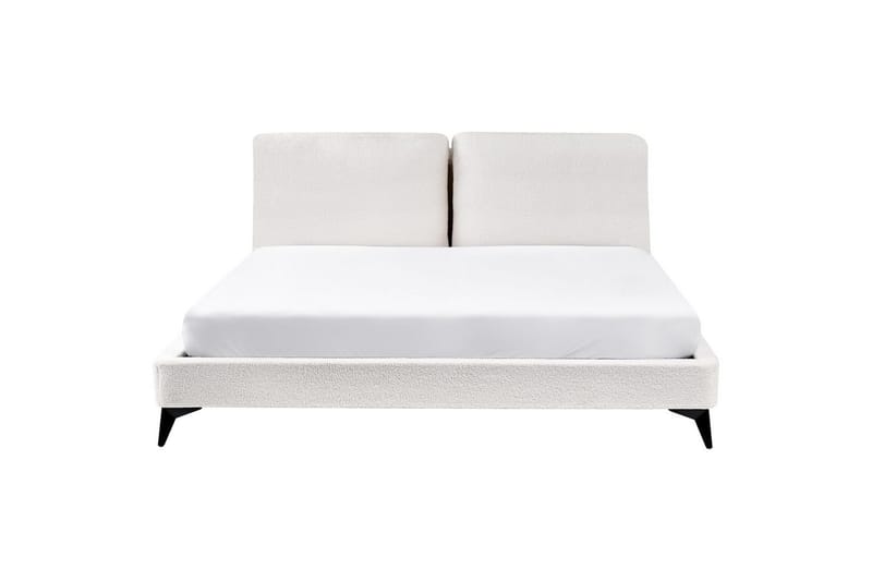 Sänky sälepohjalla Melle - Valkoinen, Musta/Bouclé, Valkoinen, musta/Bouclé-kangas, 180x200 cm - Huonekalut - Sänky - Sänkykehikot & sängynrungot