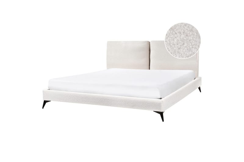 Sänky sälepohjalla Melle - Valkoinen, Musta/Bouclé, Valkoinen, musta/Bouclé-kangas, 180x200 cm - Huonekalut - Sänky - Sänkykehikot & sängynrungot