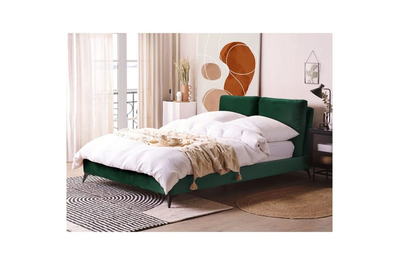 Sänky sälepohjalla Melle - Vihreä, musta/sametti, Vihreä, Musta/Sametti, Vihreä, musta/Sametti, 140x200 cm - Huonekalut - Sänky - Sänkykehikot & sängynrungot