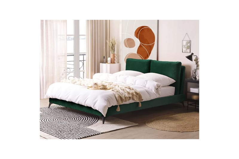 Sänky sälepohjalla Melle - Vihreä, musta/sametti, Vihreä, Musta/Sametti, Vihreä, musta/Sametti, 160x200 cm - Huonekalut - Sänky - Sänkykehikot & sängynrungot