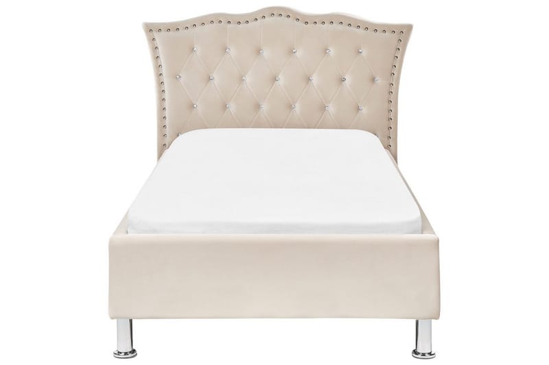 Sänky sälepohjalla Metz - Beige, Hopea/Sametti, 90x200 cm - Huonekalut - Sänky - Sänkykehikot & sängynrungot