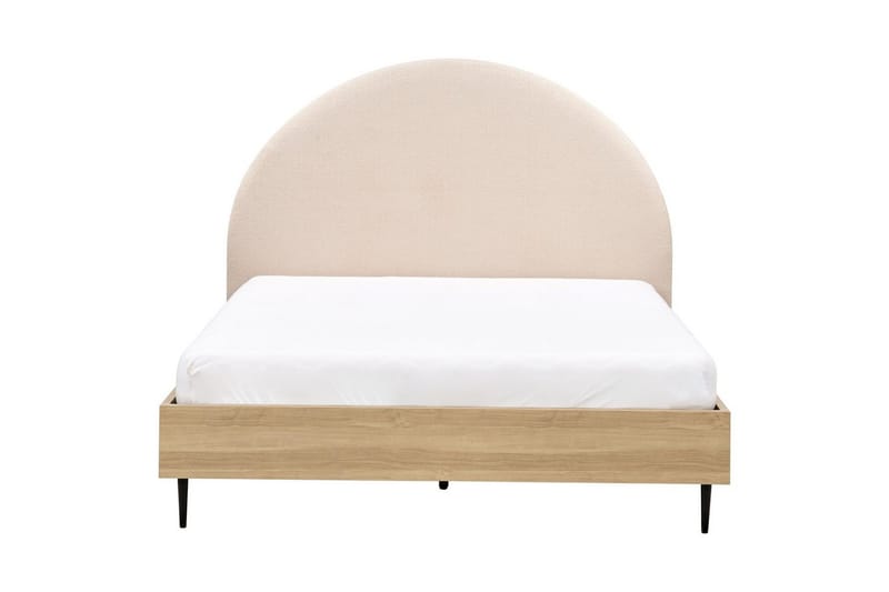 Sänky sälepohjalla Millay - Beige, vaalea puu, musta/Bouclé, 140x200 cm - Huonekalut - Sänky - Sänkykehikot & sängynrungot