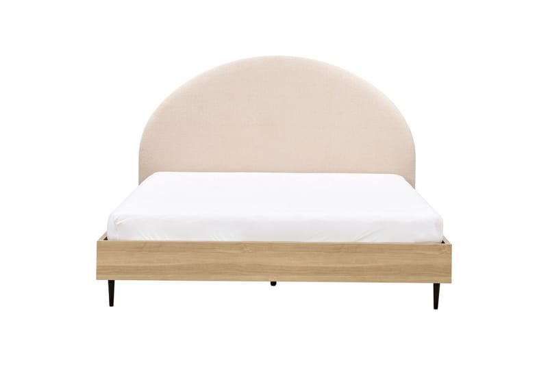 Sänky sälepohjalla Millay - Beige, vaalea puu, musta/Bouclé, 180x200 cm - Huonekalut - Sänky - Sänkykehikot & sängynrungot