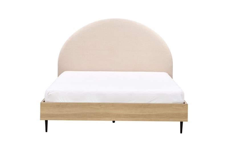 Sänky sälepohjalla Millay - Beige, vaalea puu, musta/Bouclé, 160x200 cm - Huonekalut - Sänky - Sänkykehikot & sängynrungot
