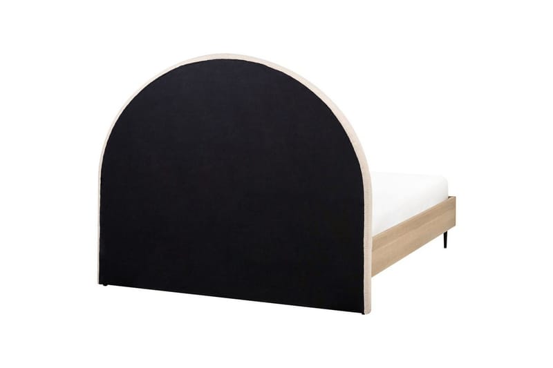Sänky sälepohjalla Millay - Beige, vaalea puu, musta/Bouclé, 140x200 cm - Huonekalut - Sänky - Sänkykehikot & sängynrungot