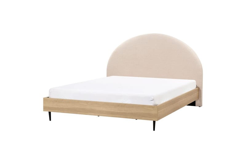 Sänky sälepohjalla Millay - Beige, vaalea puu, musta/Bouclé, 180x200 cm - Huonekalut - Sänky - Sänkykehikot & sängynrungot