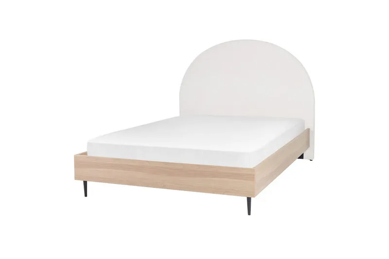 Sänky sälepohjalla Millay, Valkoinen, vaalea puu, musta/Polyesteri, Valkoinen, vaalea puu, musta/polyesteri, 140x200 cm