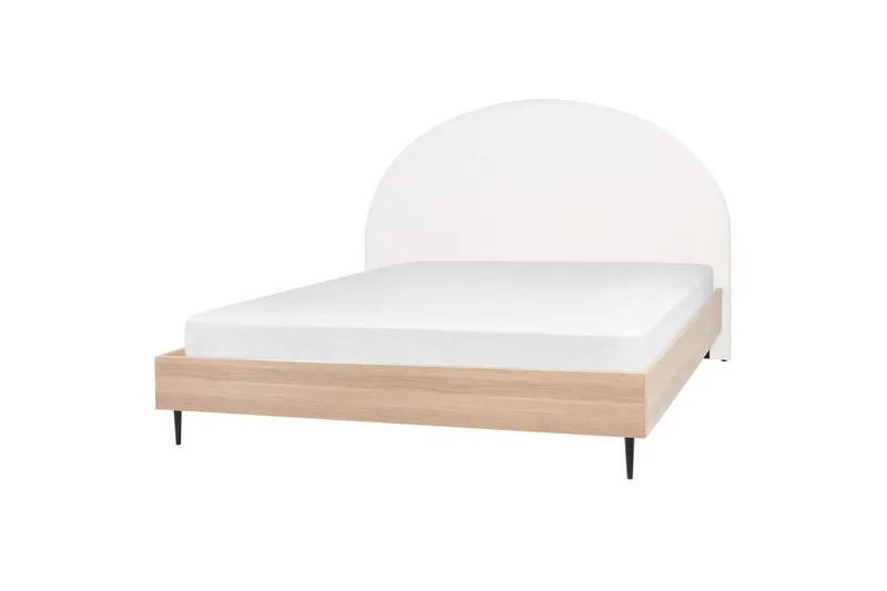 Sänky sälepohjalla Millay, Valkoinen, vaalea puu, musta/Polyesteri, Valkoinen, vaalea puu, musta/polyesteri, 180x200 cm