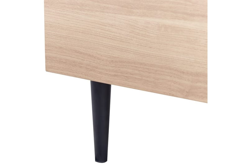 Sänky sälepohjalla Millay - Valkoinen, vaalea puu, musta/Polyesteri, Valkoinen, vaalea puu, musta/polyesteri, 140x200 cm - Huonekalut - Sänky - Sänkykehikot & sängynrungot