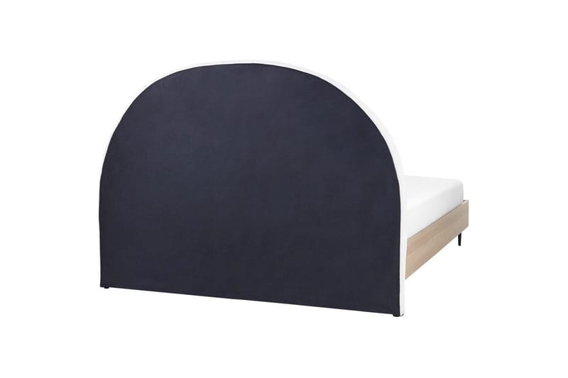 Sänky sälepohjalla Millay - Valkoinen, vaalea puu, musta/Polyesteri, Valkoinen, vaalea puu, musta/polyesteri, 160x200 cm - Huonekalut - Sänky - Sänkykehikot & sängynrungot