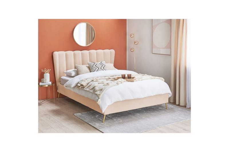 Sänky sälepohjalla Miribel - Beige, kulta, 140x200 cm - Huonekalut - Sänky - Sänkykehikot & sängynrungot