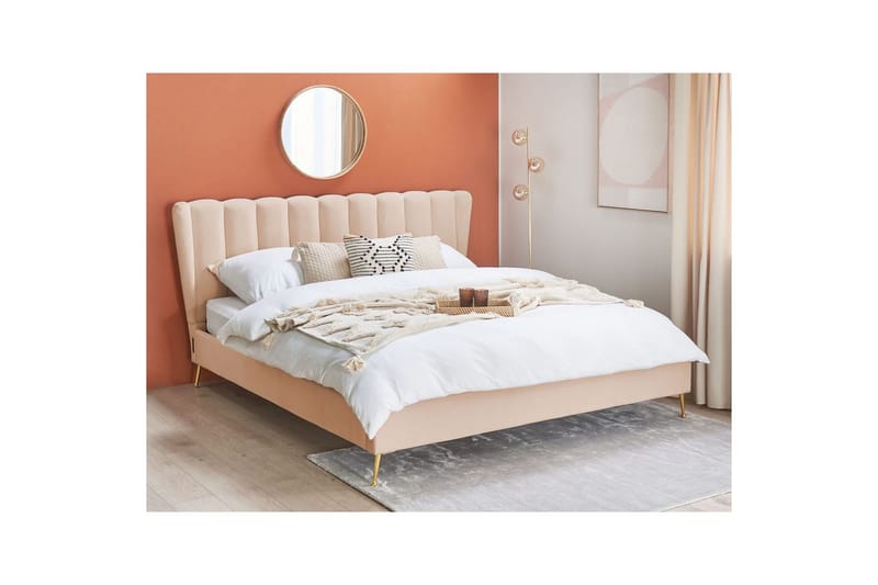 Sänky sälepohjalla Miribel - Beige, kulta, 180x200 cm - Huonekalut - Sänky - Sänkykehikot & sängynrungot