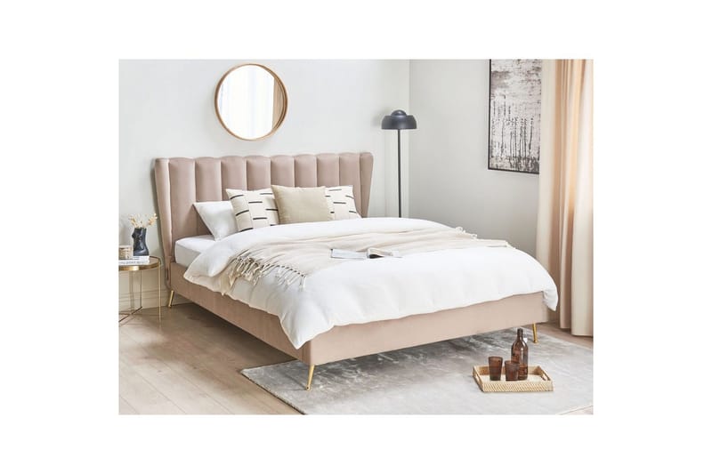 Sänky sälepohjalla Miribel - Taupe, kulta, 160x200 cm - Huonekalut - Sänky - Sänkykehikot & sängynrungot