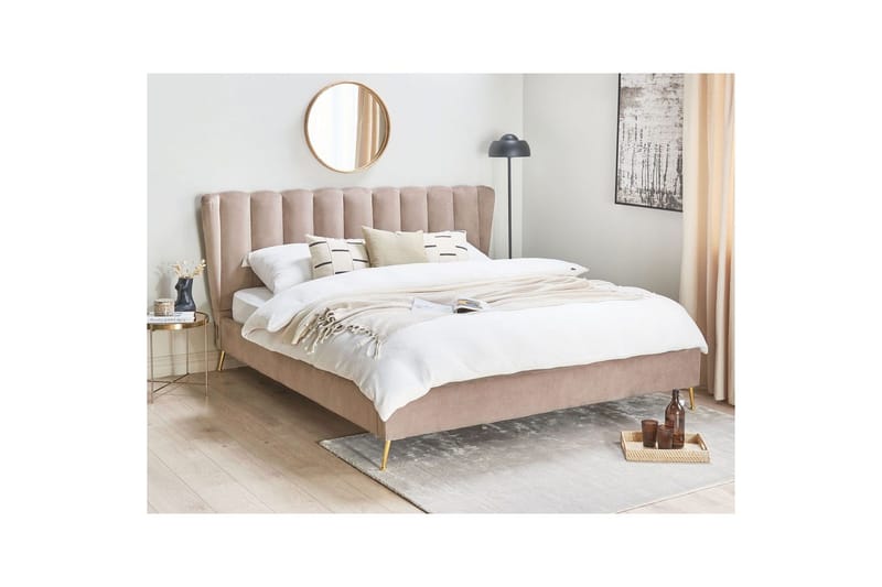 Sänky sälepohjalla Miribel - Taupe, kulta, 180x200 cm - Huonekalut - Sänky - Sänkykehikot & sängynrungot