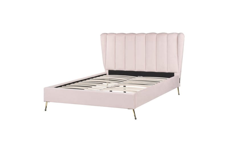 Sänky sälepohjalla Miribel - Vaaleanpunainen, kulta, 140x200 cm - Huonekalut - Sänky - Sänkykehikot & sängynrungot