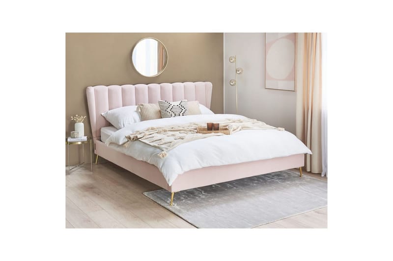 Sänky sälepohjalla Miribel - Vaaleanpunainen, kulta, 180x200 cm - Huonekalut - Sänky - Sänkykehikot & sängynrungot