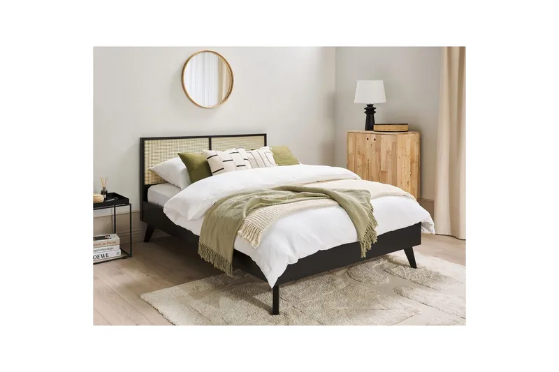 Sänky sälepohjalla Monpazier - Musta, vaalea puu, 140x200 cm - Huonekalut - Sänky - Sänkykehikot & sängynrungot