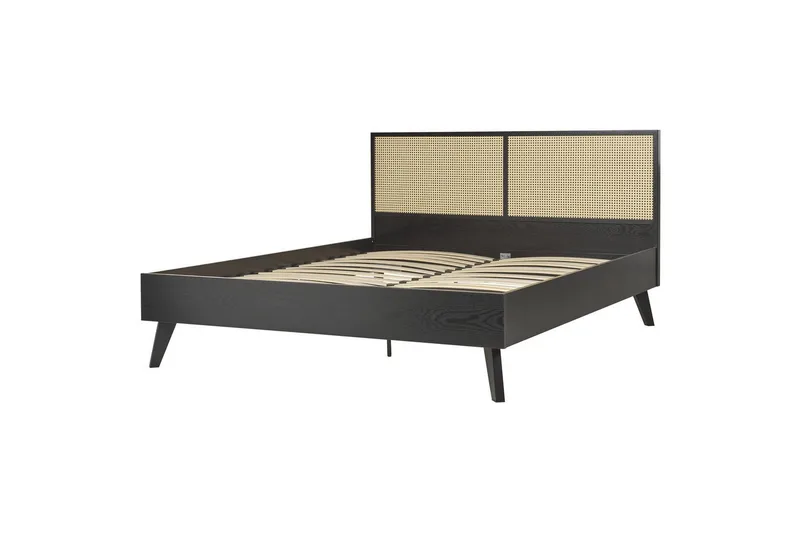 Sänky sälepohjalla Monpazier - Musta, vaalea puu, 160x200 cm - Huonekalut - Sänky - Sänkykehikot & sängynrungot
