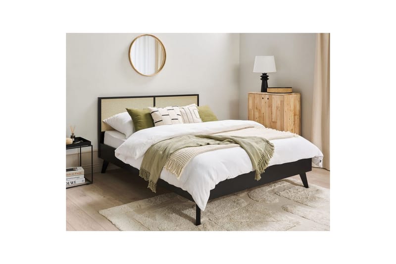 Sänky sälepohjalla Monpazier - Musta, vaalea puu, 160x200 cm - Huonekalut - Sänky - Sänkykehikot & sängynrungot