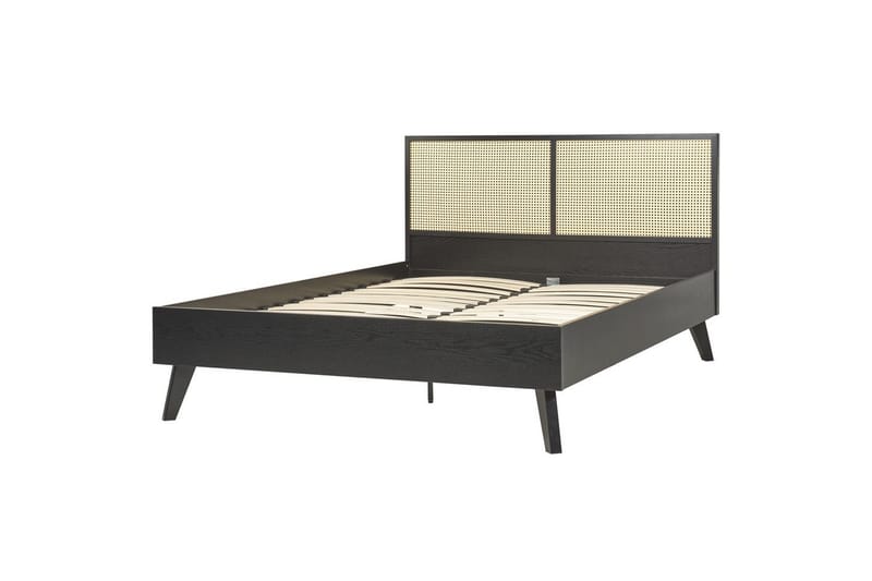 Sänky sälepohjalla Monpazier - Musta, vaalea puu, 140x200 cm - Huonekalut - Sänky - Sänkykehikot & sängynrungot