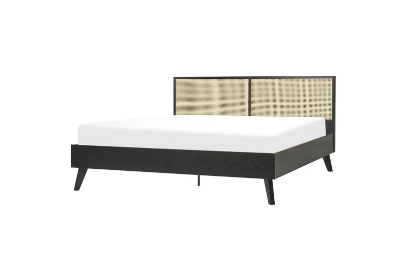 Sänky sälepohjalla Monpazier, Musta, vaalea puu, 180x200 cm