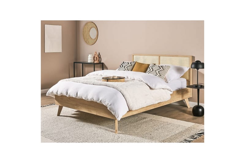 Sänky sälepohjalla Monpazier - Vaalea puu, 140x200 cm - Huonekalut - Sänky - Sänkykehikot & sängynrungot