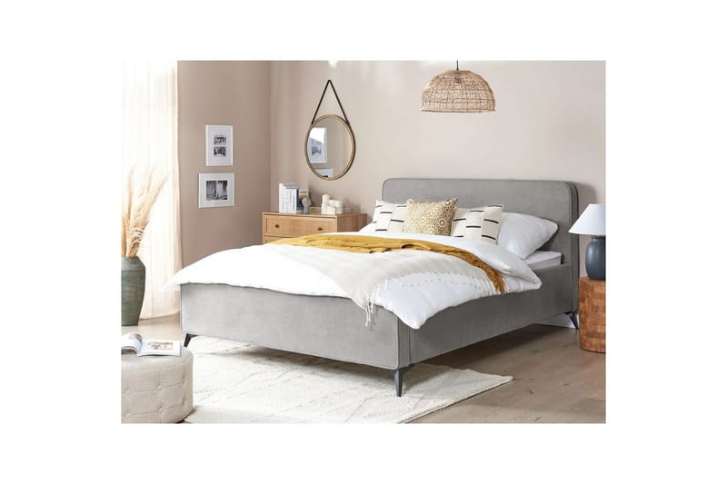 Sänky sälepohjalla Valognes - Harmaa, musta, 160x200 cm - Huonekalut - Sänky - Sänkykehikot & sängynrungot