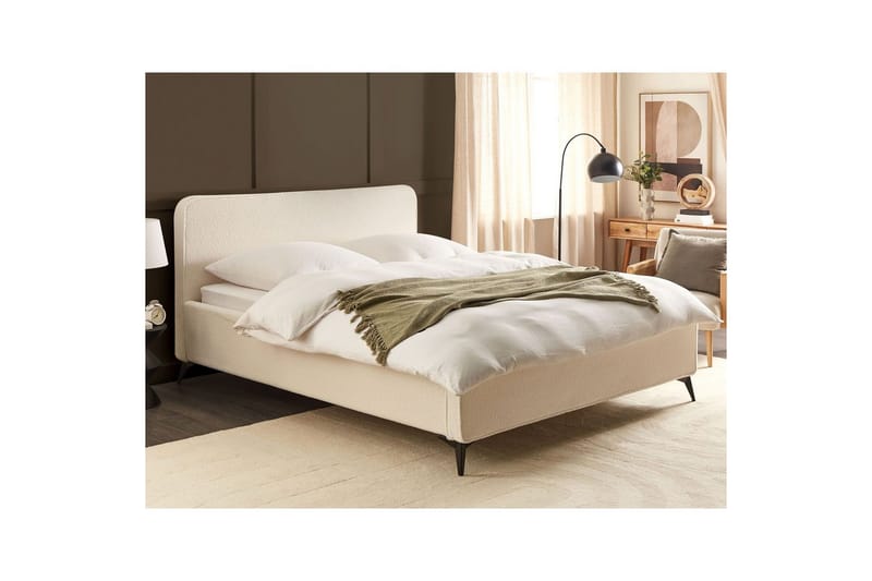 Sänky sälepohjalla Valognes - Kermanvärinen, Musta, Kermanvalkoinen, Musta, 180x200 cm - Huonekalut - Sänky - Sänkykehikot & sängynrungot