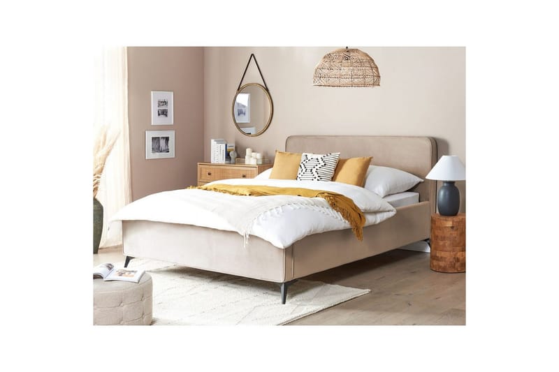 Sänky sälepohjalla Valognes - Taupe, musta, 160x200 cm - Huonekalut - Sänky - Sänkykehikot & sängynrungot