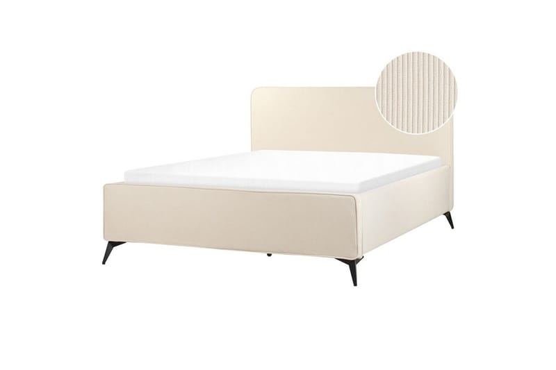 Sänky sälepohjalla Valognes - Vaaleanbeige, musta, Vaaleabeige, musta, 160x200 cm - Huonekalut - Sänky - Sänkykehikot & sängynrungot