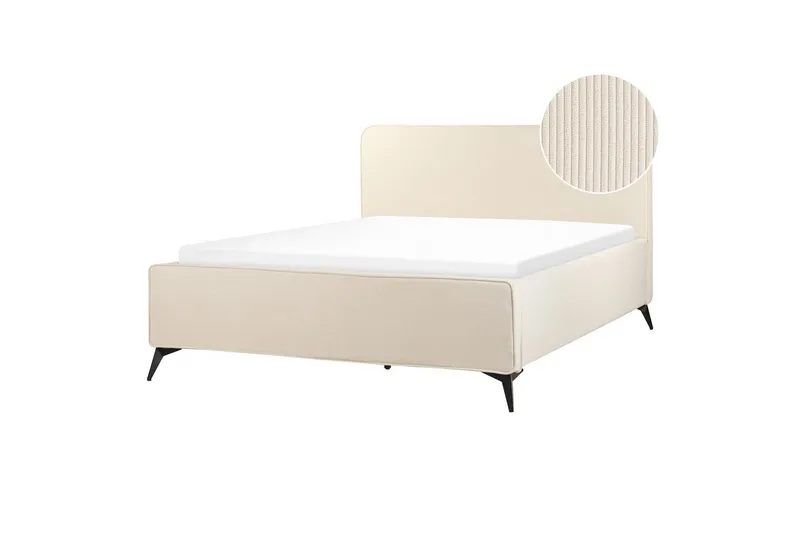 Sänky sälepohjalla Valognes, Vaaleanbeige, musta, Vaaleabeige, musta, 160x200 cm