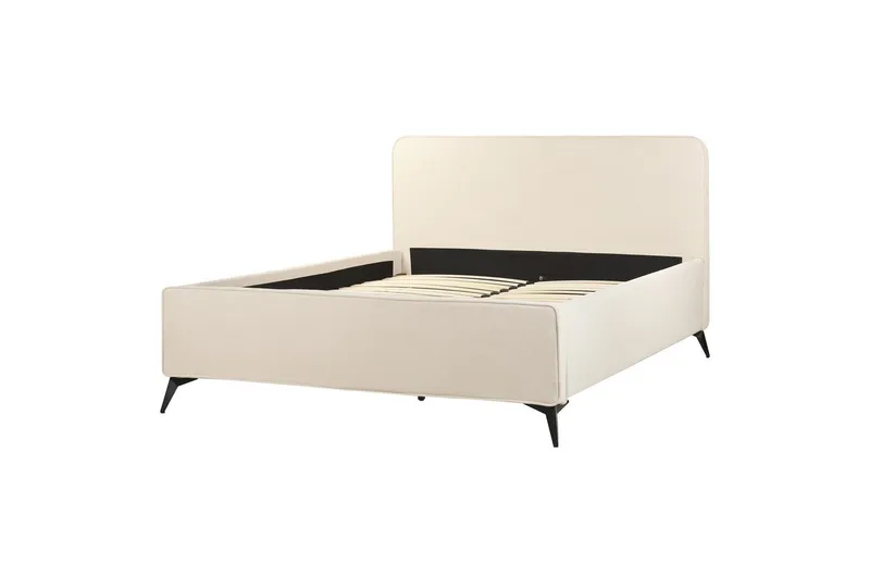 Sänky sälepohjalla Valognes - Vaaleanbeige, musta, Vaaleabeige, musta, 160x200 cm - Huonekalut - Sänky - Sänkykehikot & sängynrungot