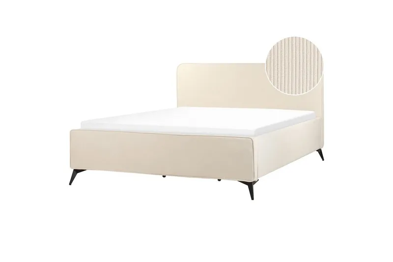 Sänky sälepohjalla Valognes - Vaaleanbeige, musta, Vaaleabeige, musta, 180x200 cm - Huonekalut - Sänky - Sänkykehikot & sängynrungot