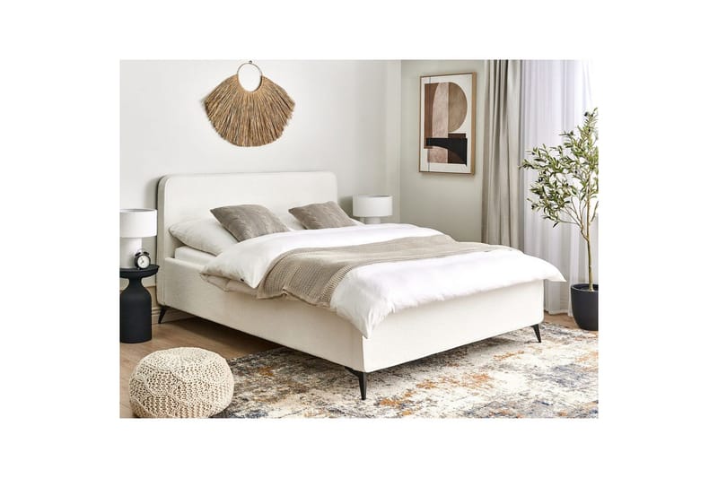 Sänky sälepohjalla Valognes - Valkoinen, Musta, 160x200 cm - Huonekalut - Sänky - Sänkykehikot & sängynrungot