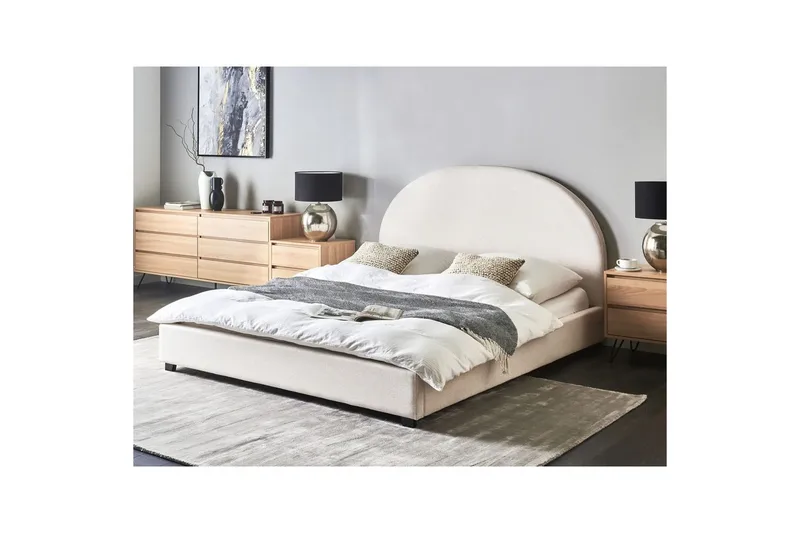 Sänky sälepohjalla Vaucluse - Valkoinen/Polyesteri, 160x200 cm - Huonekalut - Sänky - Sänkykehikot & sängynrungot