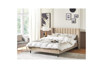 Sänky sälepohjalla Villette - Beige, musta, 160x200 cm - Huonekalut - Sänky - Sänkykehikot & sängynrungot