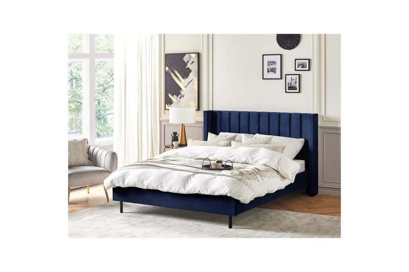 Sänky sälepohjalla Villette - Sininen, Musta, 160x200 cm - Huonekalut - Sänky - Sänkykehikot & sängynrungot